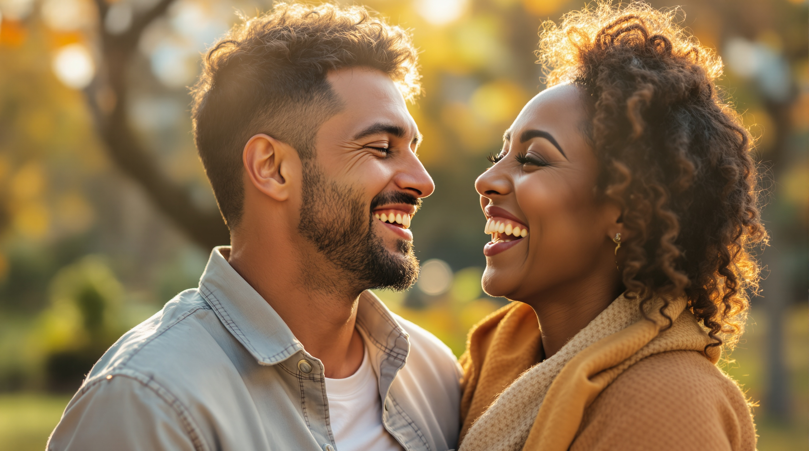 Happy couple connecting